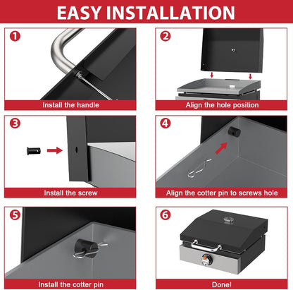 Grill Lid for Blackstone 17 Inch Griddle, Griddle Hood Hard Cover with Temperature Gauge for Blackstone 1832 1971 1814 1650 1900 & Blackstone Adventure Griddle, 17" Flat Top Griddle Lid