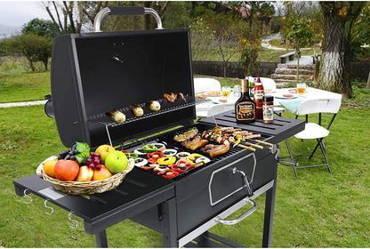 CD2030AN 30-Inch Charcoal Grill, Deluxe BBQ Smoker Picnic Camping Patio Backyard Cooking, Black, Large