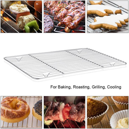 P&P CHEF Baking Rack Pack of 2, Stainless Cooling Rack for Cooking Baking Roasting Grilling Drying, Rectangle 8.6'' X 6.2'' X0.6'', Fits Small Toaster Oven, Oven & Dishwasher Safe