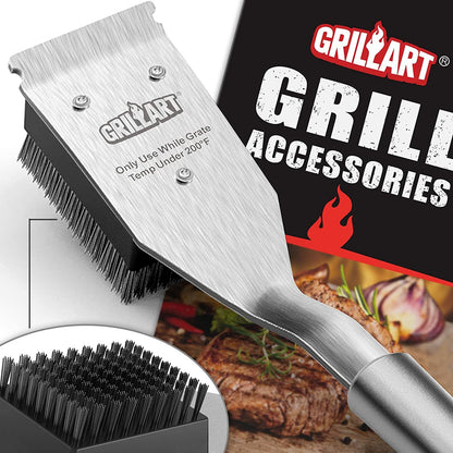 Grill Brush and Scraper, Wire BBQ Grill Brush for Outdoor Grill, 16.5” Grill Cleaning Brush BBQ Grill Accessories, Safe Grill Cleaner Brush-Ideal Gift for Men/Dad BBQ Brush for Grill Cleaning