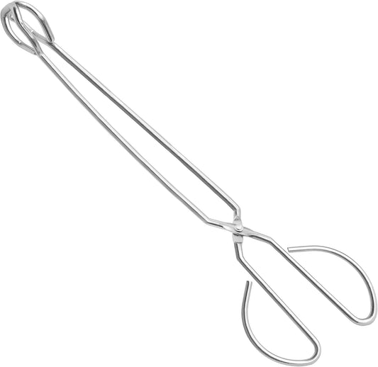 15" Stainless Steel Scissor Tongs, Long Handle Grilling Tongs