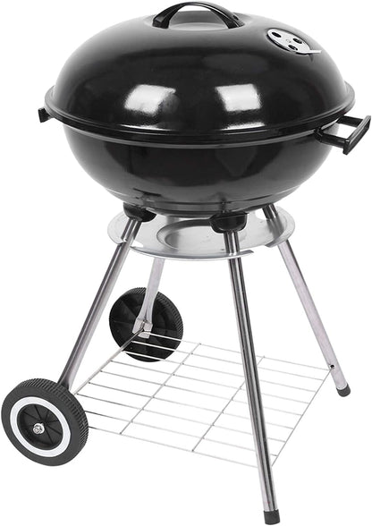 Outvita 18 Inch Portable Charcoal Grill, Stainless Steel BBQ Kettle Charcoal Grill with Wheels and Storage Holder for Camping, Picnic, Barbecue, Party, Outdoor Activities