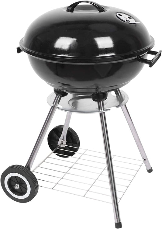 Outvita 18 Inch Portable Charcoal Grill, Stainless Steel BBQ Kettle Charcoal Grill with Wheels and Storage Holder for Camping, Picnic, Barbecue, Party, Outdoor Activities