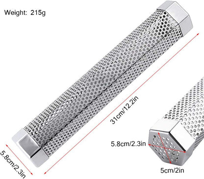 Pellet Smoker Tube for Grilling, 12 Inches Premium Stainless Steel BBQ Wood Pellet Tube Smoker for Gas Charcoal Electric Grill or Smokers, Hexagonal