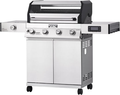 Monument Grills Denali D405 4-Burner Liquid Propane Gas Smart Bbq Grill Stainless Steel with Smart Technology, Side Burner and LED Controls