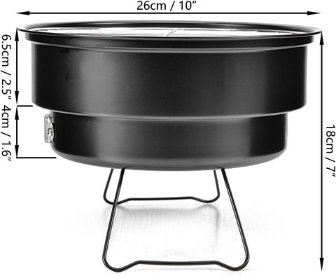 Image of 10" Portable round Barbecue BBQ Charcoal Grill with Handle for Outdoor Home Kitchen BBQ Picnic Camping