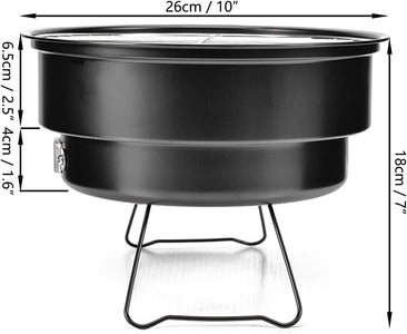 10" Portable round Barbecue BBQ Charcoal Grill with Handle for Outdoor Home Kitchen BBQ Picnic Camping