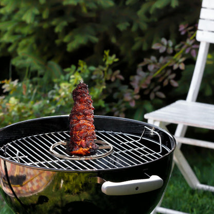 Vertical Skewer Turkey Fryer Stand Kit, Al Pastor Skewer with Removable Size Spikes (1 Base, 1 Skewers and 1 Chicken Hangers), Turkey Hanger Chicken Rack for Grill Meat, Stainless Steel