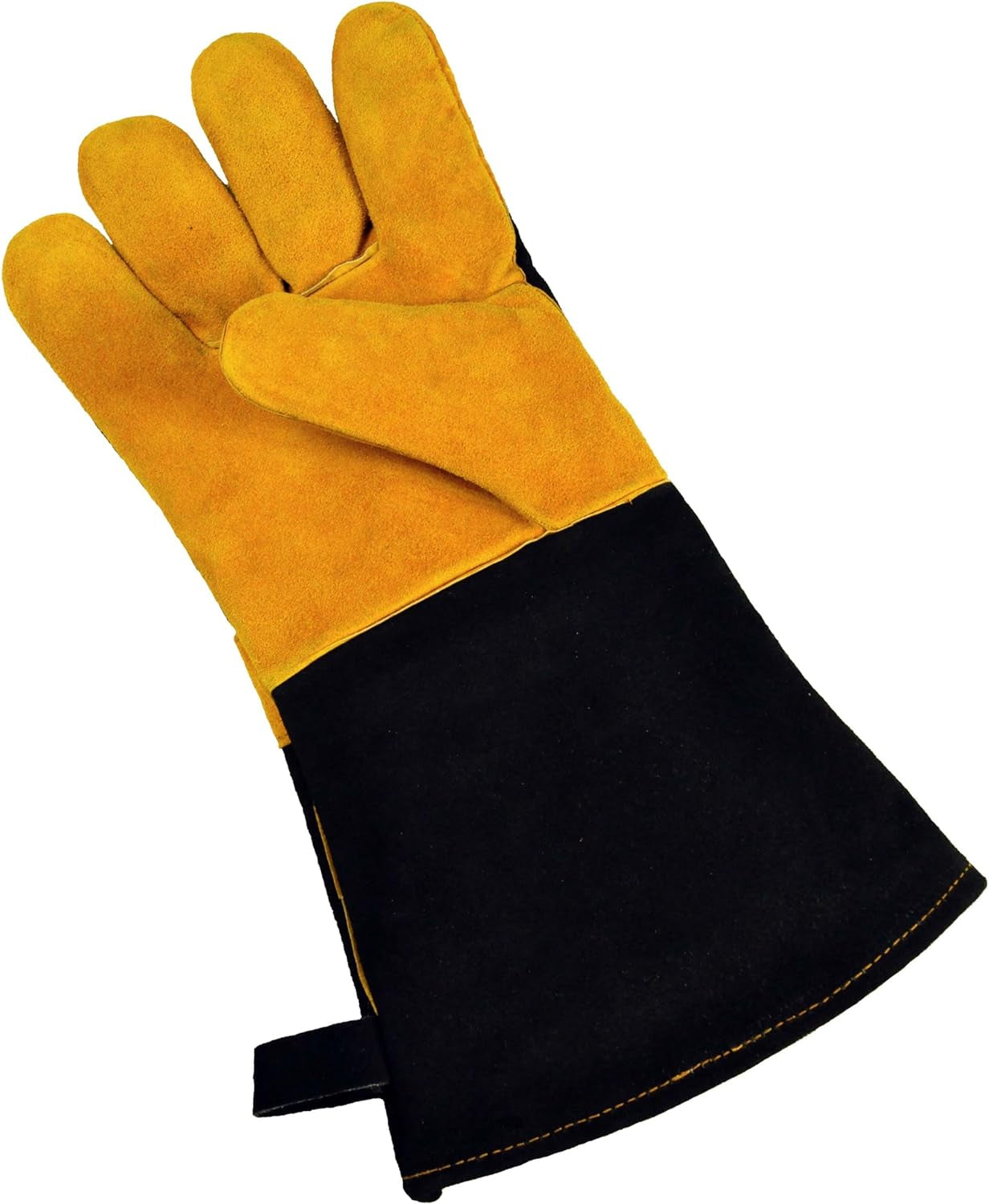 14.5" Long Premium Leather Gloves, BBQ Gloves, Grill and Fireplace Gloves, Cotton Lining with Kevlar Stitch, Heat Resistant Gloves, Animal Handling Gloves, Bite-Proof Gloves