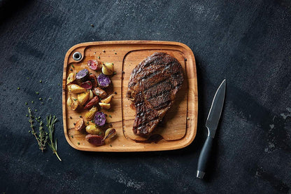 Western K Branding Iron for Steak, Buns, Wood & Leather | Includes Pine Gift Box & Wood Steak Plate