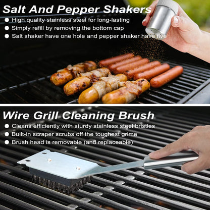22PCS Heavy Duty Grill Accessories for Outdoor Grill Utensils Set Thicker Stainless Steel BBQ Tools Grilling Tools Set, Deluxe Barbecue Accessories Set Christmas Birthday Gifts for Men Women