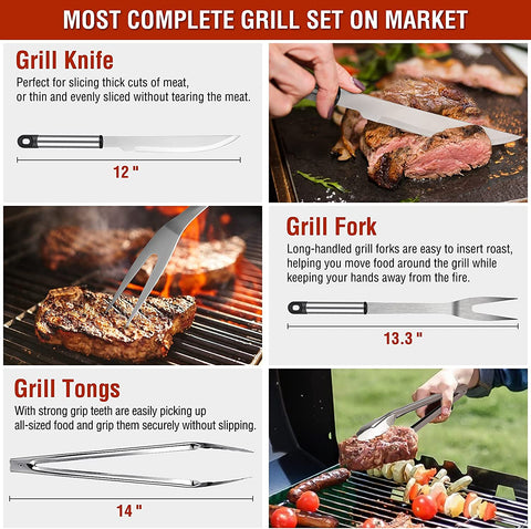 Image of Grill Tools, BBQ Accessories, Grill Accessories, Grill Set for Outdoor Grill, Grill Utensils Stainless Steel Grilling Tools Grill Kit, 122PCS Grilling Gifts for Men Women Christmas