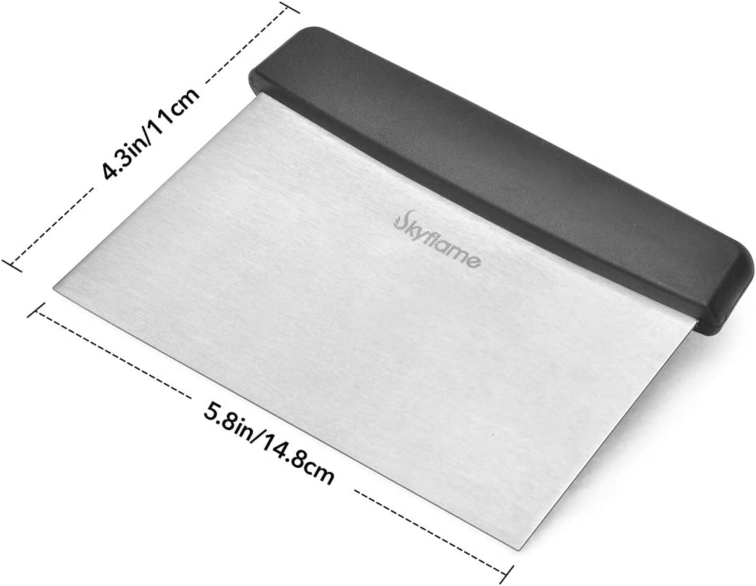 Skyflame 3 Piece Griddle Accessories Kit, Stainless Steel Professional Long BBQ Grill Spatula/Turner & Scraper Set for Flat Top Grill Hibachi Camping Cooking