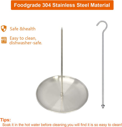 Upgraded Vertical Skewer Turkey Fryer Stand Kit, BBQ Turkey Fryer Accessories Poultry Turkey Hanger Chicken Rack for Grill Meat Spit Stainless Steel (With 1 Base,3 Skewers, and 2 Chicken Hangers)
