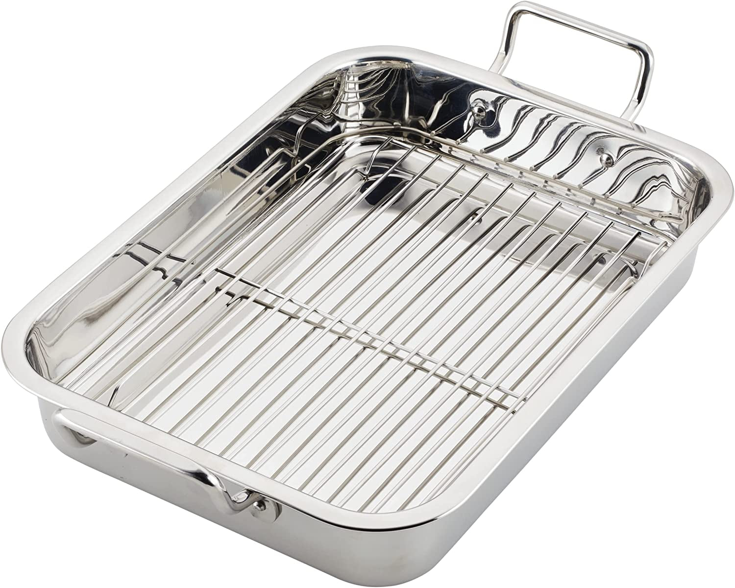 Farberware Classic Traditions Stainless Steel Roaster/Roasting Pan with Rack, 17 Inch X 12.25 Inch