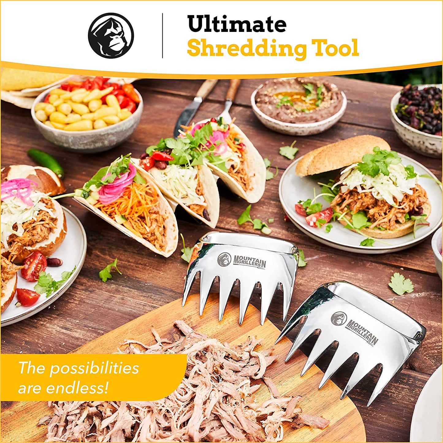 Meat Claws Meat Shredder for BBQ - Perfectly Shredded Meat, These Are the Meat Claws You Need - Best Pulled Pork Shredder Claw X 2 for Barbecue, Smoker, Grill (Solid Metal)