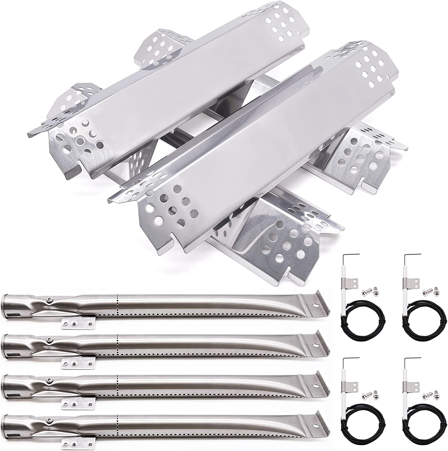 Grill Replacement Parts for Nexgrill 720-0830H, Nexgrill 720-0888, 720-0888N, Grill Burner Tubes, Heat Shield Tent Plates and Grill Igniters Kit Replacement for Home Depot Nexgrill 4 Burner 720-0830H