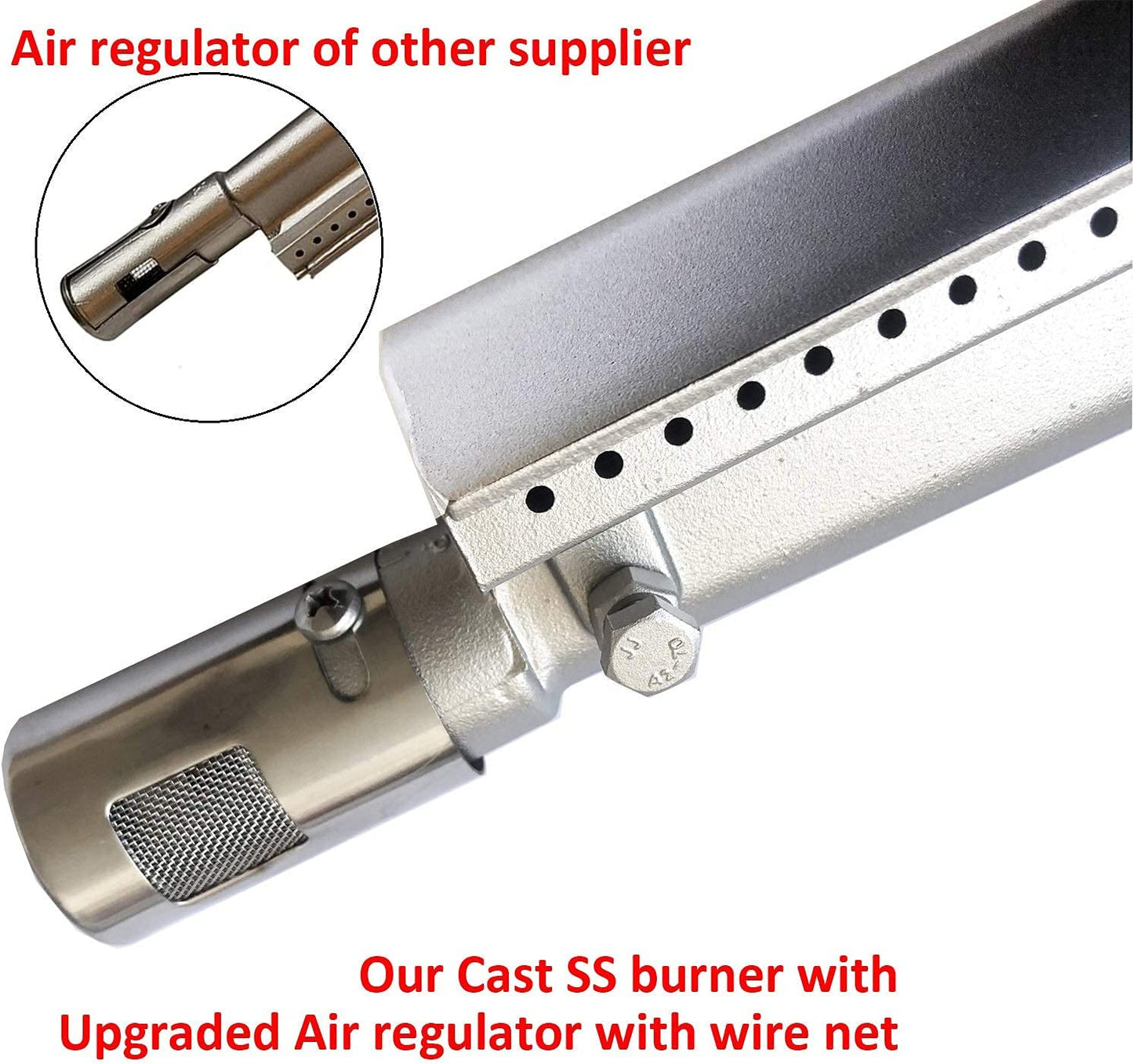 5 Pack Cast Stainless Steel 304 BBQ Grill Burners Upgraded BBQ Replacement Parts for Premium Gas Grills from Bull, Lion, Blaze Cal Flame Aussie Beafeater Steele Broilchef Charbroil Turbo