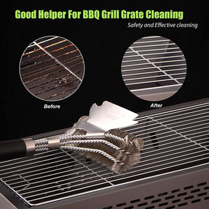 3 in 1 Grill Brushes and Scrapers, Bristle Free and Wire BBQ Cleaning Kits, Safe 18" Stainless Grill Cleaner for Gas, Charbroil Grates - BBQ Accessories and Gifts for Men Husband Boyfriend