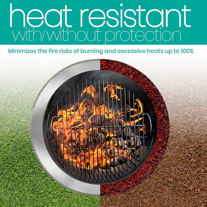 Fire Pit Mat - round Fireproof Mat for under Fire Pit - Easy to Clean Heat Resistant under Grill Mats for Outdoor Grill - Heat Shield Rug Great as a Grill Mat, Smoker Pad, on Patio (24 In)