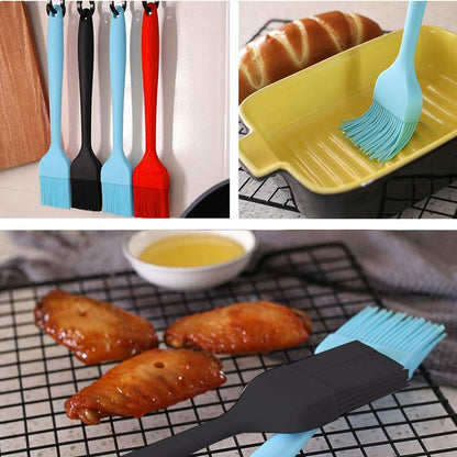 Silicone Basting Brush Set of Two Heat Resistant Long Handle Pastry Brush for Grilling, Baking, BBQ and Cooking (Black)