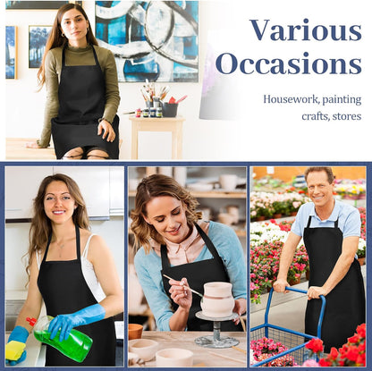 30 Pack Adjustable Bib Apron with 2 Roomy Pockets Bulk Unisex Commercial Cooking Kitchen Aprons Machine Washable