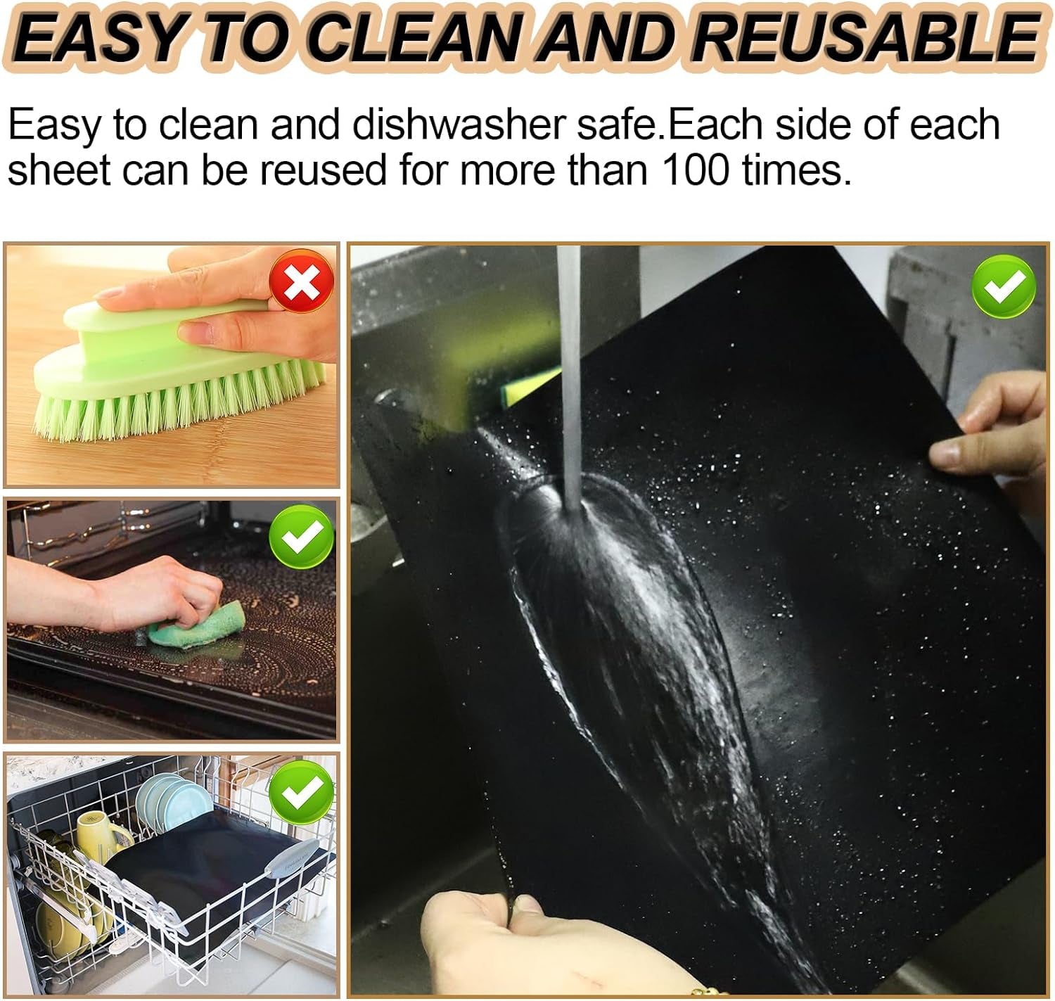 Ubeesize Grill Mats for Outdoor Grill Set of 6 - Heavy Duty Non-Stick BBQ Grilling Mat & Oven Liner, Reusable, Easy to Clean - Works on Oven, Gas, Charcoal, and Electric BBQ - 15.75 X 13 Inch