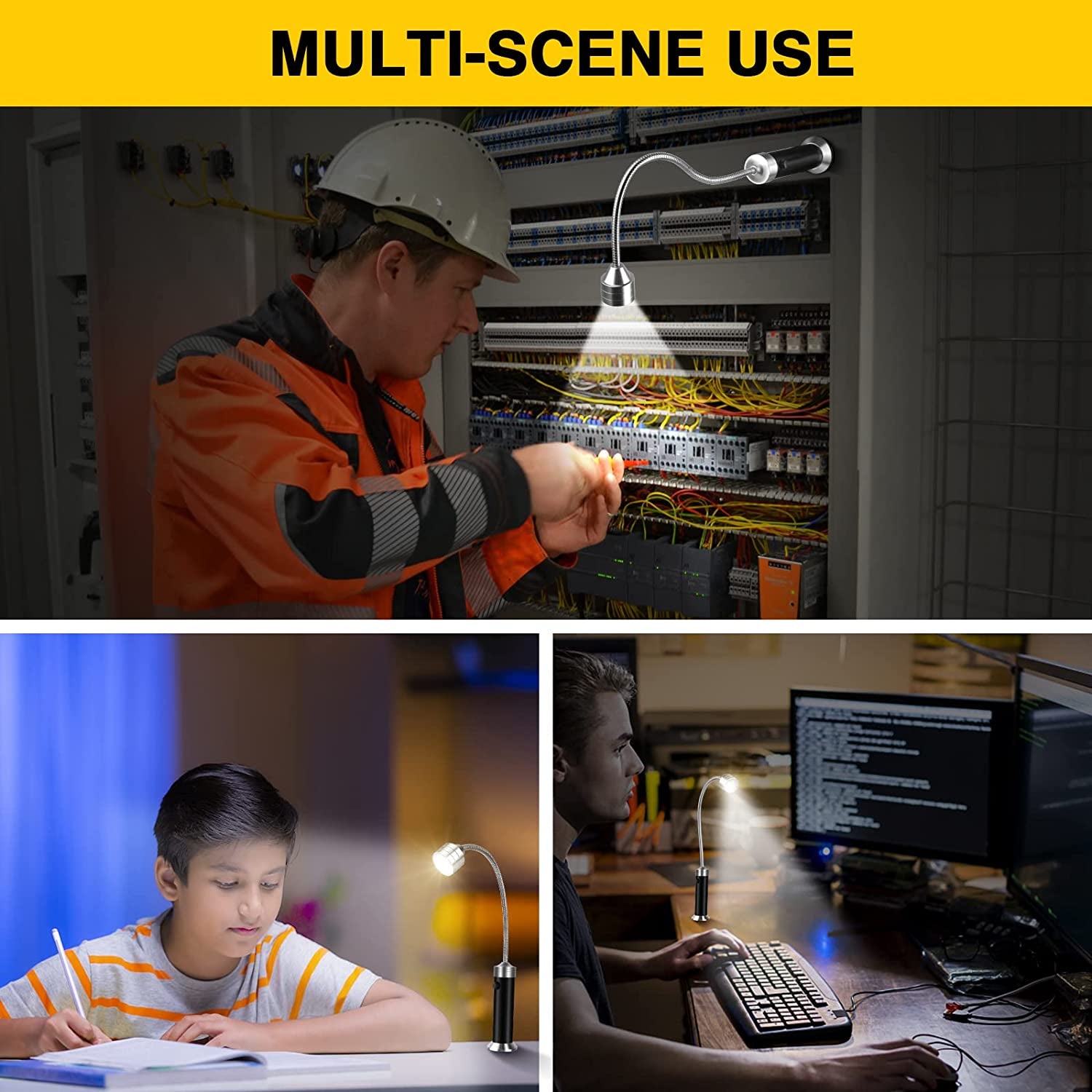 Barbecue Grill Lights, BBQ Accessories for Outdoor Grill with Magnetic Base, Super Bright LED, 360 Degree Flexible Gooseneck, Water and Heat Resistant, Batteries Included - Pack of 2