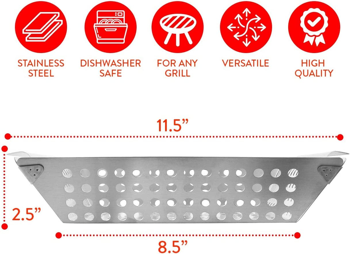 Grill Basket for Veggies, Heavy Duty Grilling Baskets for Outdoor Grilling, Large Stainless Steel Vegetable Grill Basket, BBQ and Grill Accessories, Perfect for All Grills and Vegetables