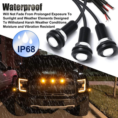 Xotic Tech 3Pcs LED Front Grille Marker Lights W/Projector Lens Assembly Compatible with Cars, Pickups, Trucks, SUV, Trailer, 3000K Amber