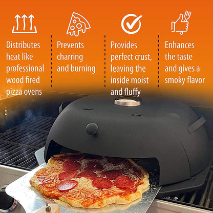 Geras Pizza Oven for Grill - Grill Top Pizza Maker for outside - Pizza Stone, Pizza Peel Kit - Outdoor Small Portable Backyard BBQ Pizzas Maker Charcoal Grill, Pellet, Propane Gas and Wood Fire
