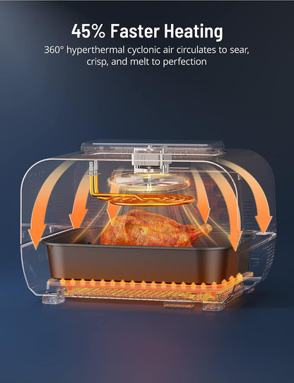 Smokeless Indoor Grill with Air Fryer,  Electric Air Fryer Grill Combo, 12-In-1 for Grill, Griddle, Slow Cook, Broil, Bake, Crisp, Roast, Dehydrate, Dual Heating Elements, Easy Knob Control