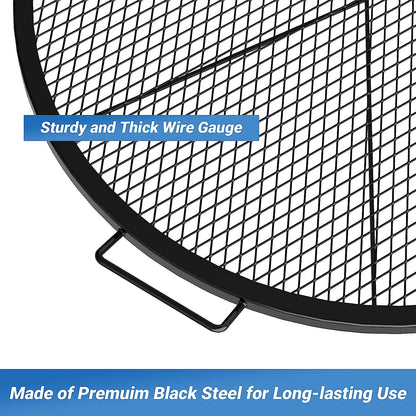 Onlyfire X-Marks Fire Pit Grill Cooking Grate, Outdoor Campfire BBQ Grill, round - 36 Inch