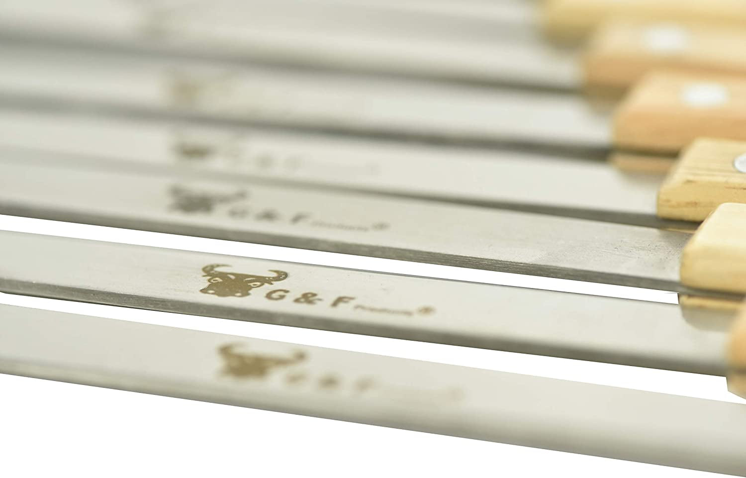 G & F Products 25619 2020 23 Inch Long 5/8 Inch Wide 2Mm Thin Stainless Steel BBQ Skewer 8 Piece, Silver