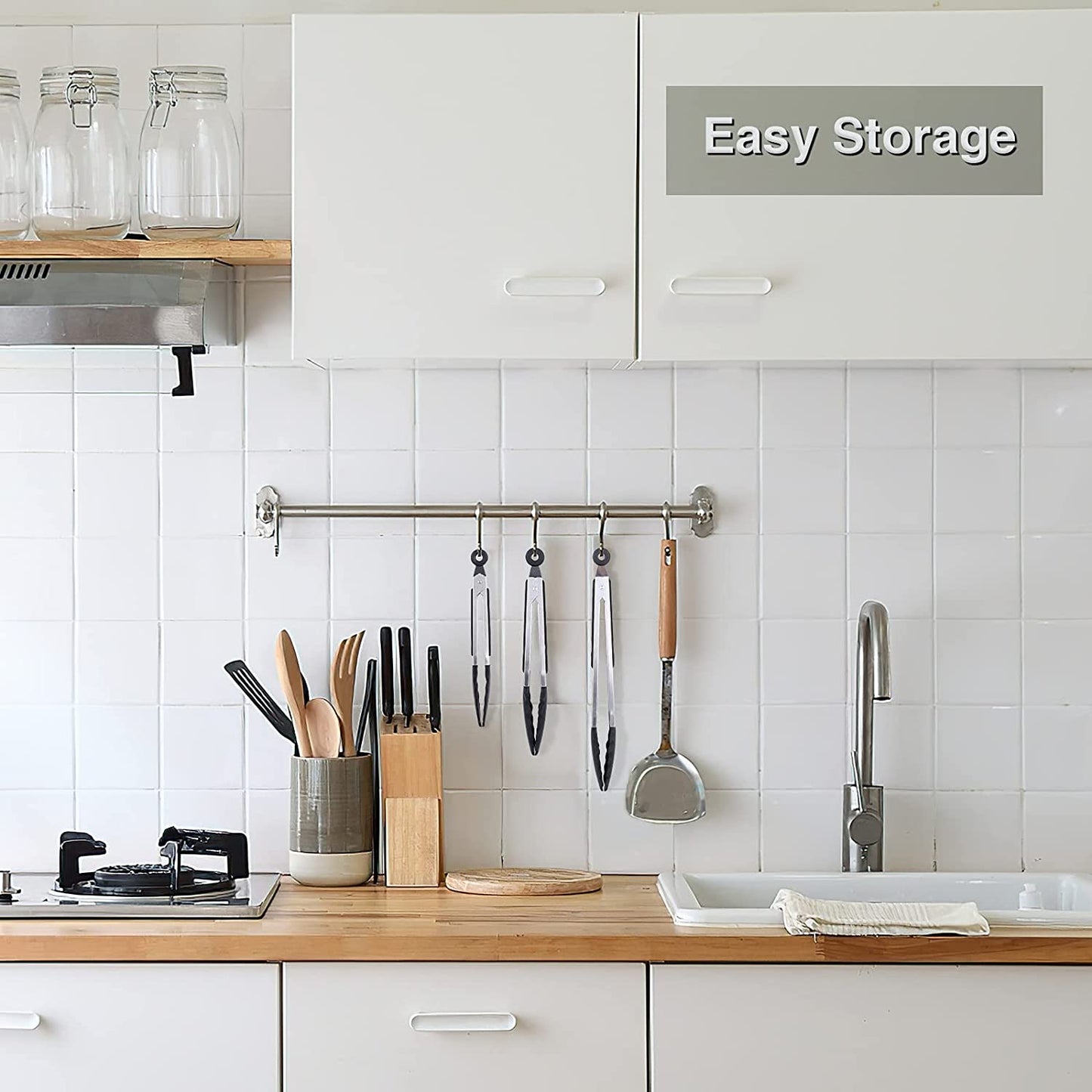 Kitchen Tongs Set of 3, Black Cooking Tongs with Silicone Tips, Stainless Steel Serving Tongs, Non-Stick Non-Scratch Heat Resistant Tongs for Grilling Cooking BBQ Buffet Salad (Black, 7/9/12 Inch)