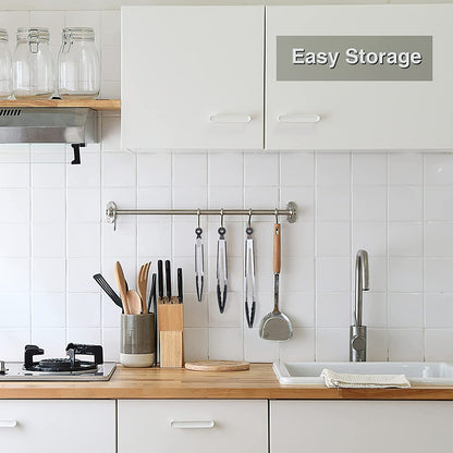 Kitchen Tongs Set of 3, Black Cooking Tongs with Silicone Tips, Stainless Steel Serving Tongs, Non-Stick Non-Scratch Heat Resistant Tongs for Grilling Cooking BBQ Buffet Salad (Black, 7/9/12 Inch)