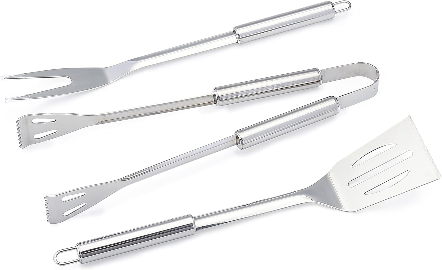 4-Piece Stainless Steel Barbeque Grilling Tool Set with Carry Bag