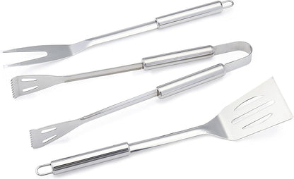 4-Piece Stainless Steel Barbeque Grilling Tool Set with Carry Bag