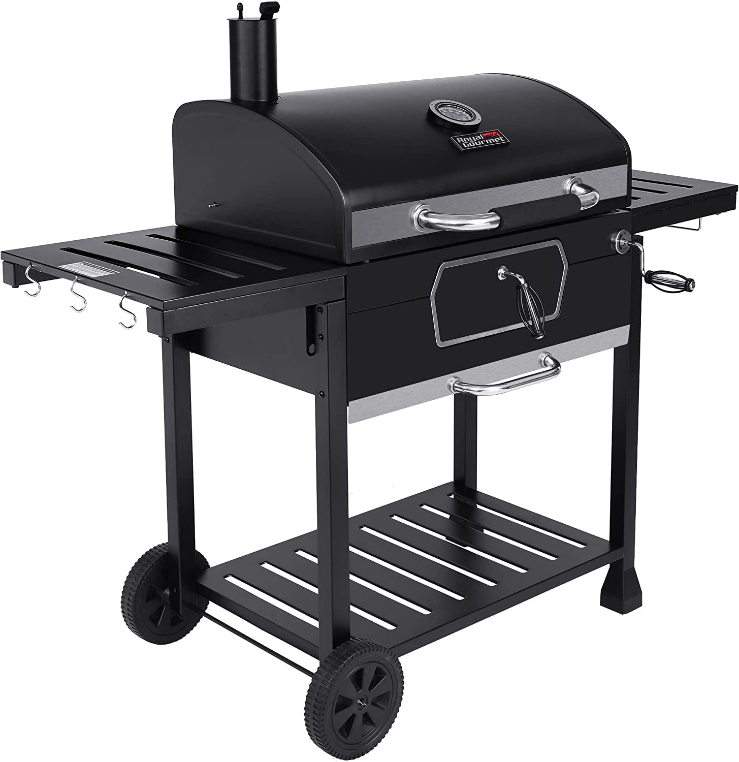 CD2030AN 30-Inch Charcoal Grill, Deluxe BBQ Smoker Picnic Camping Patio Backyard Cooking, Black, Large