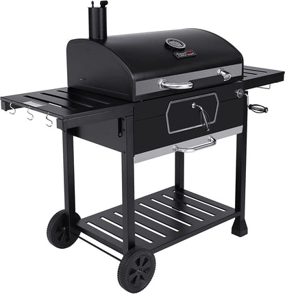 CD2030AN 30-Inch Charcoal Grill, Deluxe BBQ Smoker Picnic Camping Patio Backyard Cooking, Black, Large