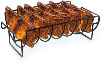 KUNANG BBQ Rib Racks for Smoking,Turkey Roasting Rack Roast Rack Dual Purpose Fit for Smoker,Oven and Grill