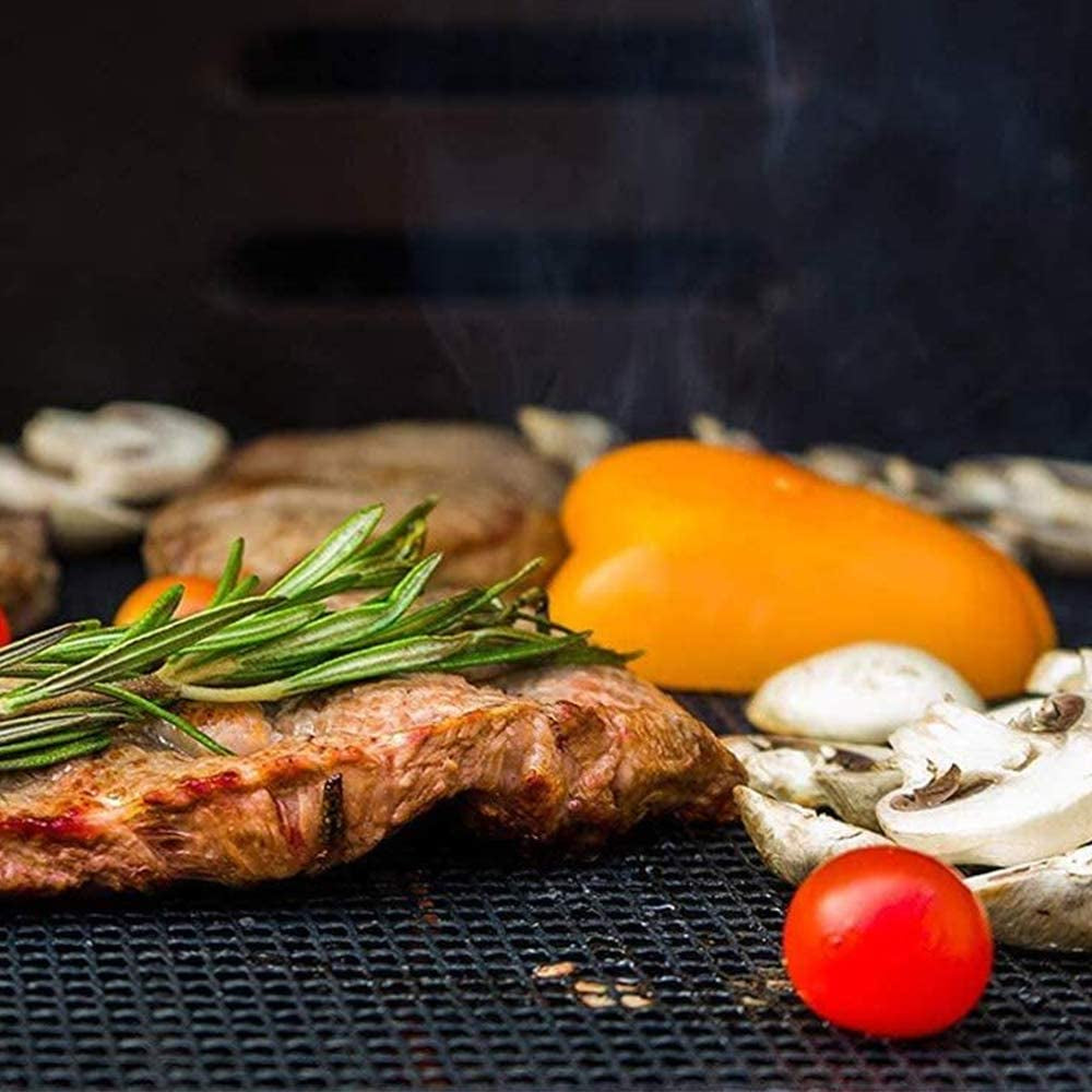 LOOCH BBQ Mesh Grill Mat Set of 5 - Heavy Duty Nonstick Mesh Grilling Mats & Barbecue Accessories - Reusable and Easy to Clean - Works on Gas, Charcoal, Electric Grill and More - 15.75 X 13 Inch