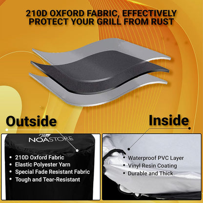 BBQ Grill Cover | 15 Inches | 210D Gas Grill Covers Heavy Duty Waterproof Used as Smoker Cover, Gas Stove Cover, Griddle Cover, Kettle Grill Cover and BBQ Cover