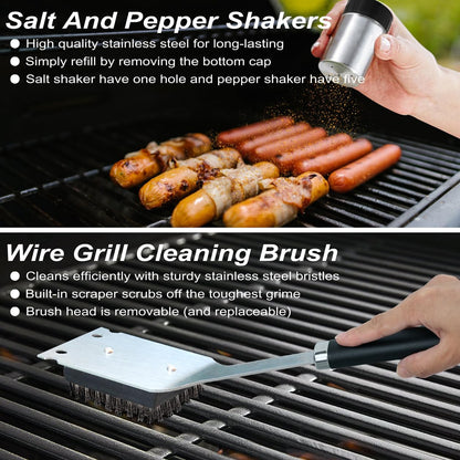22PCS Heavy Duty BBQ Grill Accessories Set, Non-Slip Grill Tools for Outdoor Grill Set Thicker Stainless Steel Grill Utensils Set, Deluxe Grilling Set with Aluminum Case Ideal Gifts for Men Dad