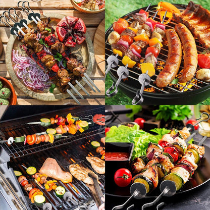 Amestar 12 Pack Kabob Skewers BBQ Barbecue Skewers Stainless Steel Sticks 13.7 Inch Heavy Duty Large Wide Reusable with Slider Ideal for Shish Kebab Chicken Shrimp and Vegetables