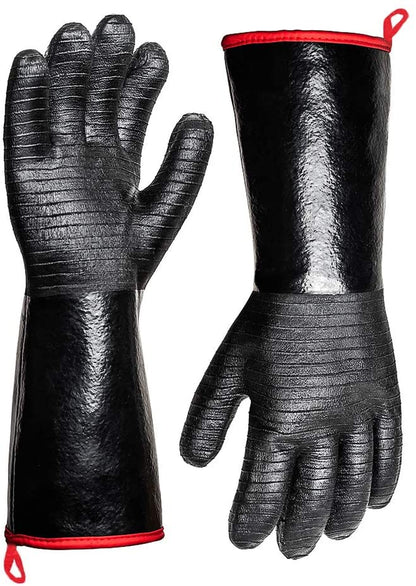 932°F Extreme Heat Resistant Gloves for Grill Bbq, Waterproof Long Sleeve Pit Grill Gloves for Fryer, Baking, Oven,Smoker,Fireproof, Oil Resistant Neoprene Coating（14-Inch ）