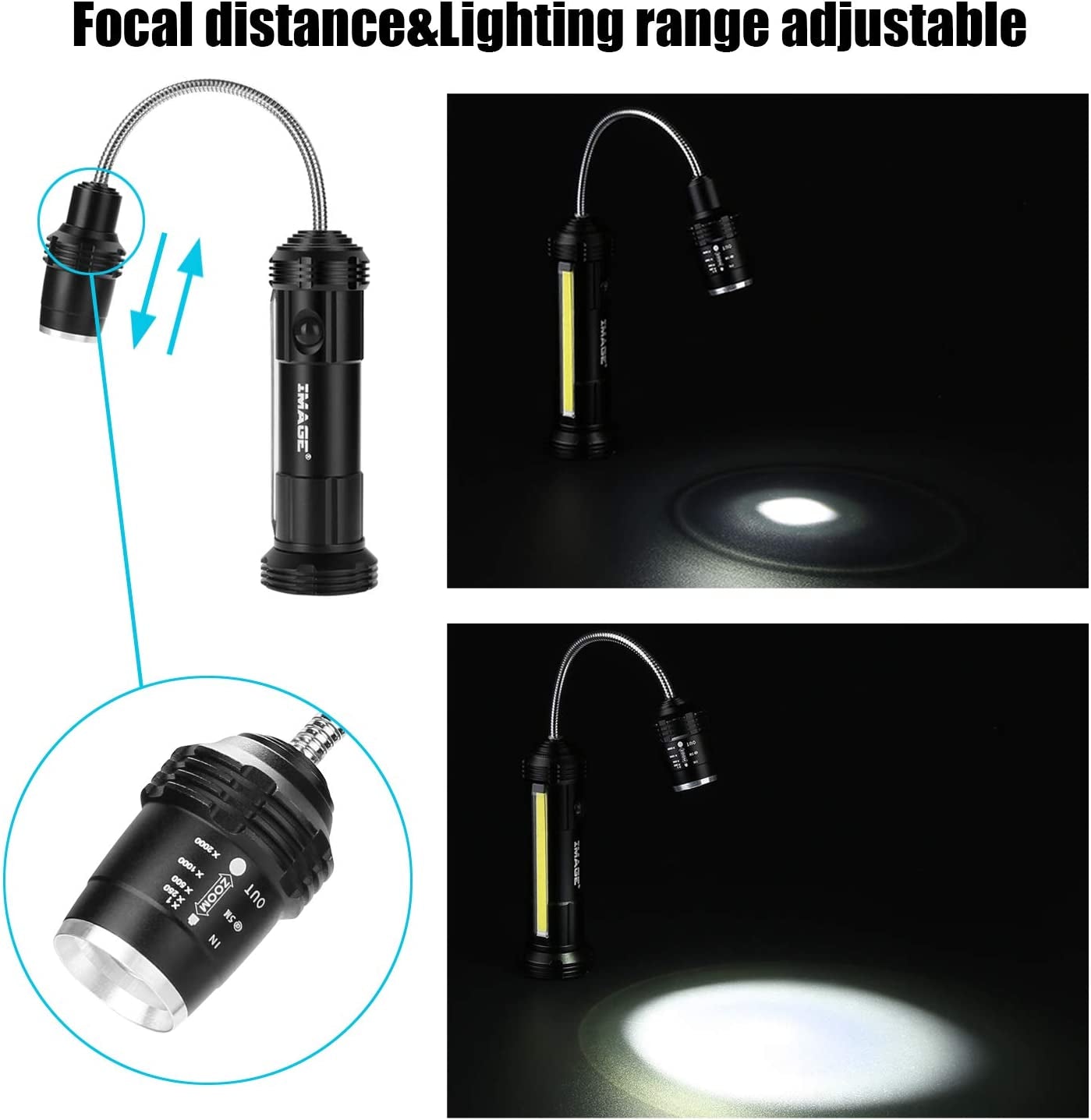 Grill Lights Magnetic BBQ Grill Light with Ultra-Bright LED Lights and 3W Side Light, 360 Degrees Flexible Gooseneck Adjustable BBQ Grill Lights for Any Gas Charcoal Electric Grill 2 Packs