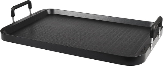 Stove Top Flat Griddle,2 Burner Griddle Grill Pan for Glass Stove Top Grill,Aluminum Pancake Griddle,Non-Stick Top Double Burner Griddle for Gas Grill, Camping/Indoor