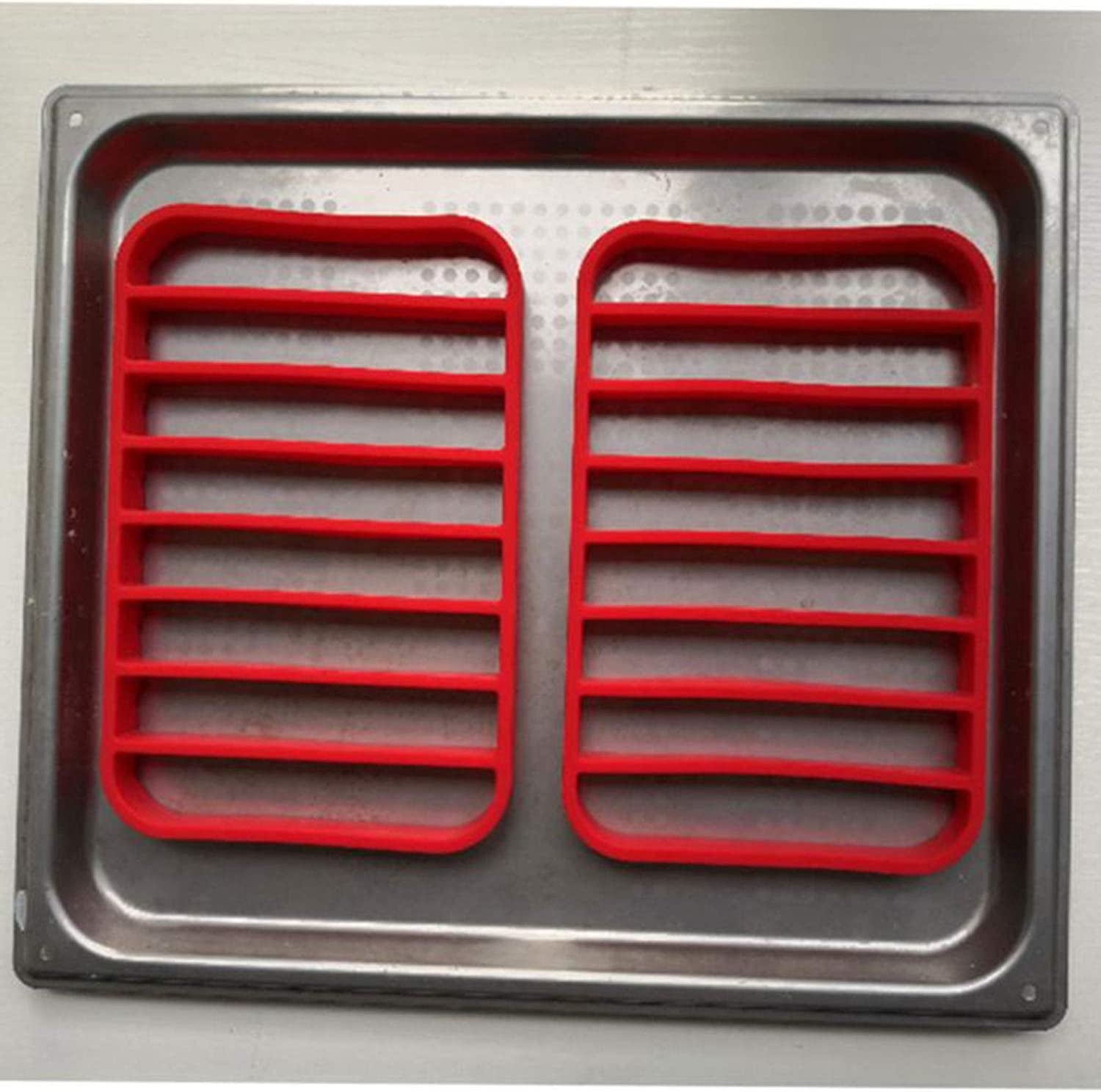 Fivebop 2 Pack Silicone Roasting Racks Non Stick Easy-Clean Cooling Rack for Cooking Baking Steaming (2Pack-Red)