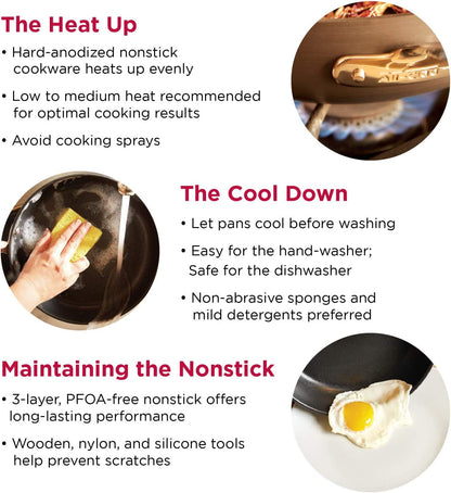 HA1 Hard Anodized Nonstick Grill/Griddle Pan 13X20 Inch Oven Broiler Safe 500F Pots and Pans, Cookware Black